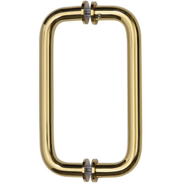 BM8X8BR,CRL Polished Brass 8" BM Series Tubular Back-to-Back Pull Handle