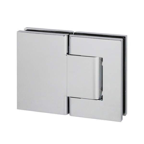 HW180, 180° Glass-to-Glass Hydraulic Hinges Set for 3/8" ~1/2" Glass (1 Spring & 1 Hydraulic)