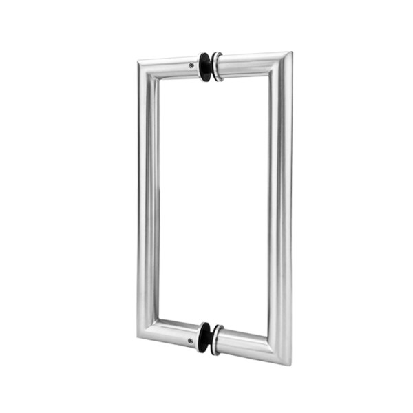 CPH209, Glass Mounted Mitered Corner Style Back to Back Pull Handle- Stainless steel 304 tube in 1.5mm