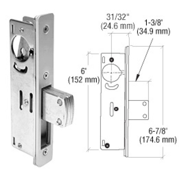 DL2110A,CRL 31/32" Backset Narrow Stile Long - Throw Deadlock