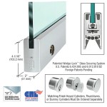DR4S with Lock, CRL 1/2" Glass 4" Square Door Rail with lock - 35-3/4" Length