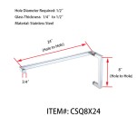 CSQ8X24, Square Tubing 8" Pull Handle with 24" Towel Bar, Pull handle Towel Bar Combination Sets