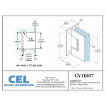 CV1E037, Wall Mount Full Back Plate Hinge for Shower Door