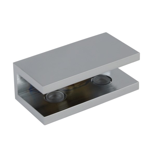 C2713, Square Corner, Shelf Clamp for 1/4" & 3/8" (Glass, acrylic or wood), No Drilling of Glass Required