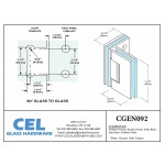 CGEN092, 90 Degree Glass to Glass Hinge for Frameless Shower Door