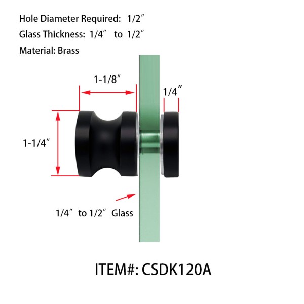 CSDK120A Single-Sided Shower Door Knobs