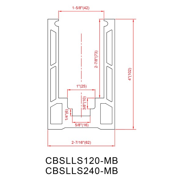 CBSLLS, Aluminum Base shoes For 1/2" -9/16" thickness glass