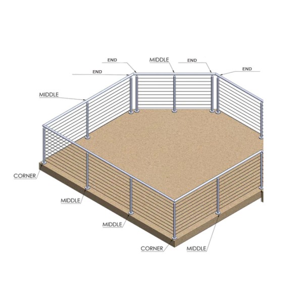 CRPC42, Round Post for cable Ø2", 42",  (Post Only, Not include cable, Tensioner & Terminal Press And Latch)