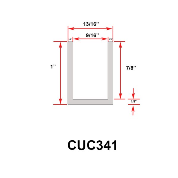 CUC341,  1"  Deep U Channel,  192" Stock Length