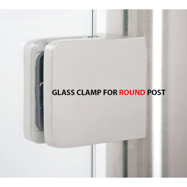 CZP712R, Heavy Duty 2″ OD Round Back Glass Clamp 55 x 55 mm for 3/8″ or 1/2″ Tempered Glass or Laminated Glass