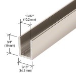 CSDCD38-96-PN, U CHANNEL for 3/8" Shower Door Fixed Panel Polished  Nickel
