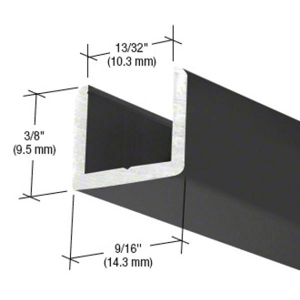 CRL Frameless Shower Door Aluminum Regular U-Channel for 3/8" Thick Glass